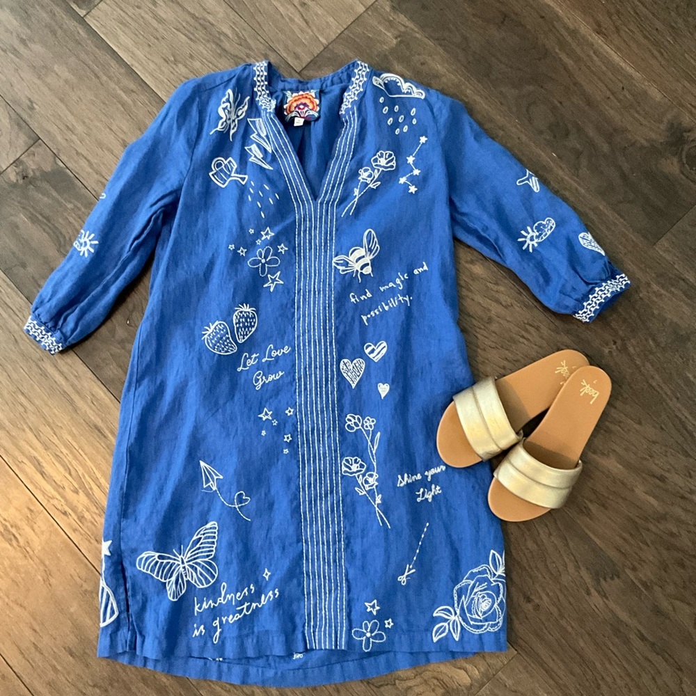 Blue Embroidered Dress
